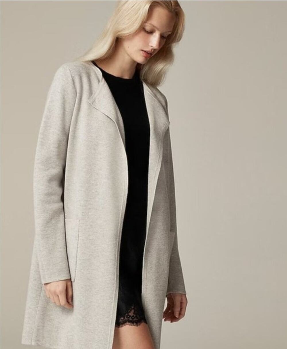 NWT J. Crew Juliette Collarless Sweater-Blazer Collarless Light Gray S